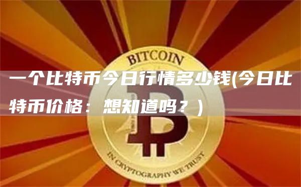一个比特币今日行情多少钱(今日比特币价格：想知道吗？)