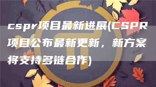 cspr项目最新进展(CSPR项目公布最新更新，新方案将支持多链合作)